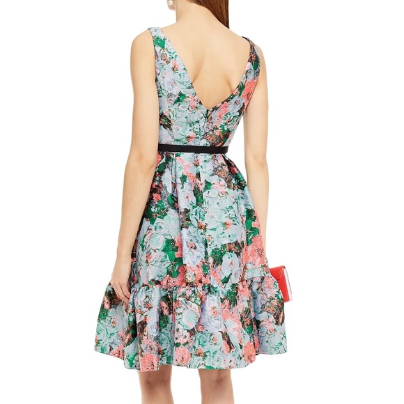 Erdem Printed Floral Jacquard Gaby Fit N Flare Dress w Pockets - Picture 14 of 15